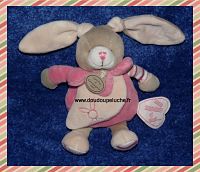 Mini doudou lapin Célestine, rose gris, doudou et compagnie, www.doudoupeluche.fr