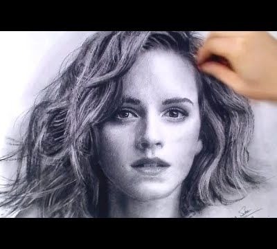 Time Lapse - Emma Watson Charcoal Portrait