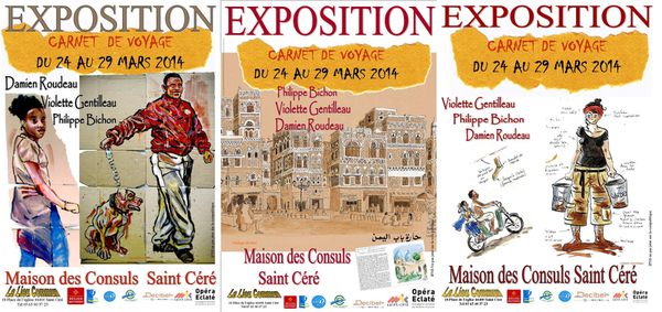 Une semaine d'exposition commune, ateliers, rencontre  avec Damien Roudeau et Violette Gentillau à St Céré (46) du 24 au 29 mars 2014
