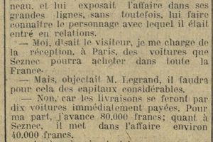 "Quant à Seznec, il met dans l'affaire environ 40 000 fr."