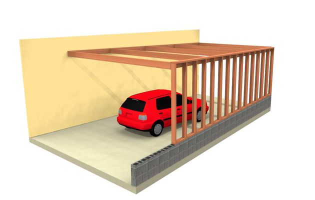 Projet de carport en douglas adossée