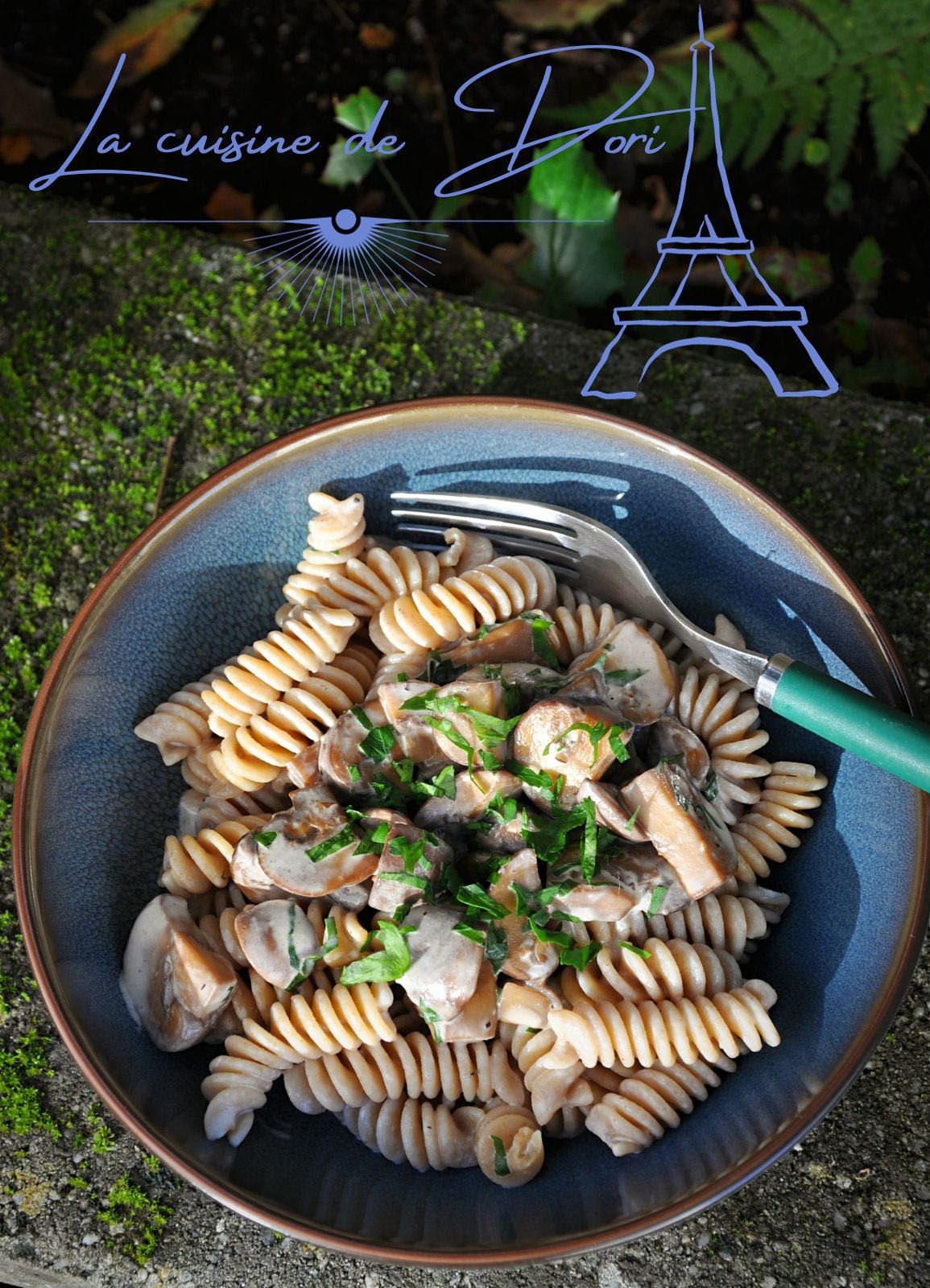 Pâtes Fusilli complètes aux champignons de Paris
