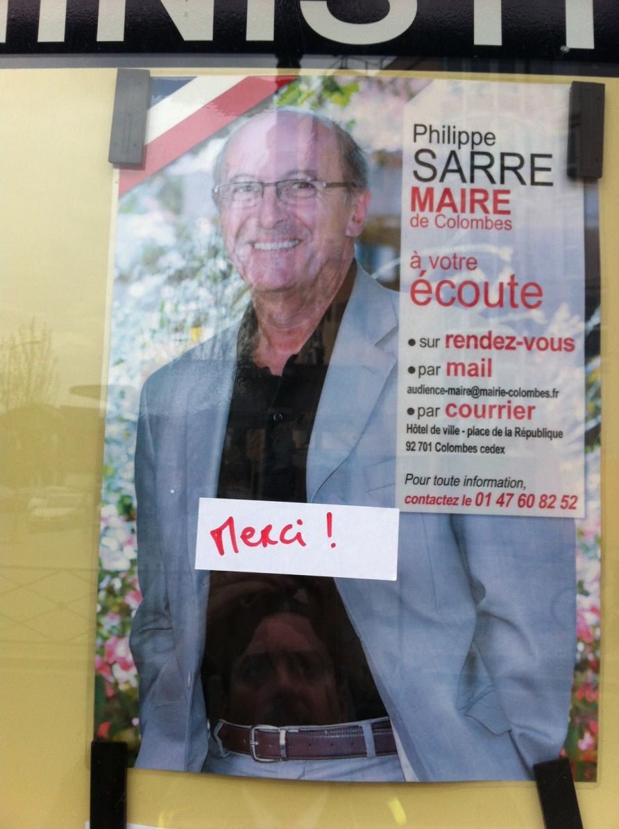 ELECTION DU NOUVEAU MAIRE DE COLOMBES VENDREDI 4 AVRIL 19H30 EN MAIRIE : VENEZ SOUTENIR PHILIPPE SARRE !