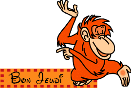 Bon Jeudi - Singe - Gif scintillant - Gratuit
