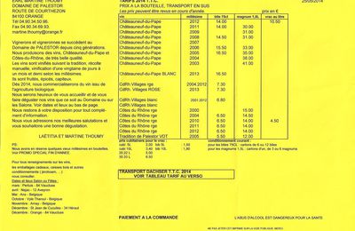 Nos tarifs 2014 