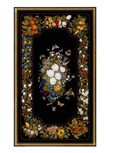 Centre de table italien en ébène et pietre dure monté en bronze doré, Florence, vers 1870