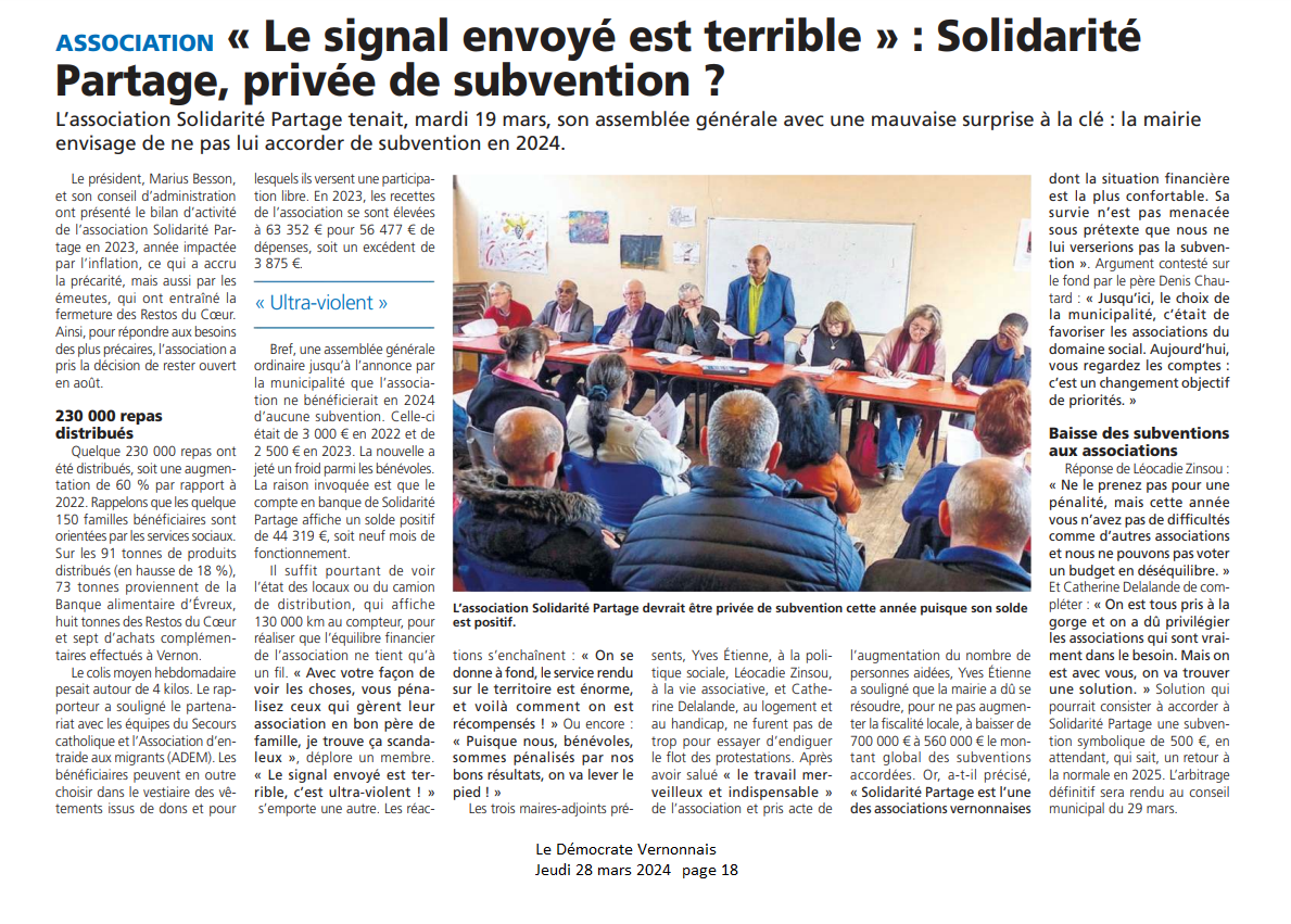 Assemblée Générale de Solidarité Partage à Vernon