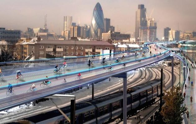 SkyCycle : Des pistes cyclables aériennes à Londres