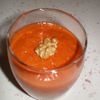 Verrine de crème de poivrons au noix sauce soja