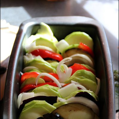 Tian d'aubergine, courgettes, tomates.