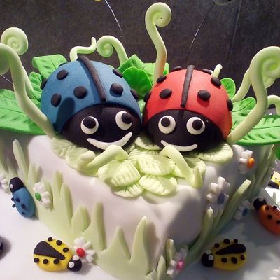 TERMINE - Gâteau d'anniversaire Coccinelles multicolores