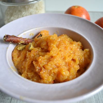 Riz confit à l'orange sanguine (Kalamar jarda)