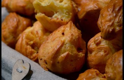 Gougeres Chorizo et Comté, Piment d'Espelette (avec ou sans cook'in, avec ou sans gluten)