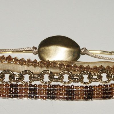 Bracelet manchette marron doré - style hippanema