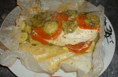 Papillote de poulet et ses petits légumes