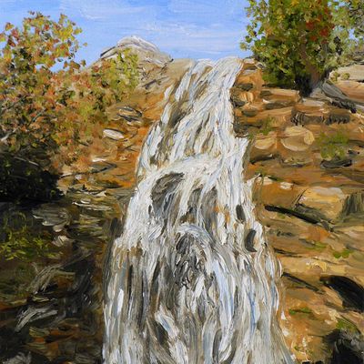 Peinture à l'huile : La cascade.