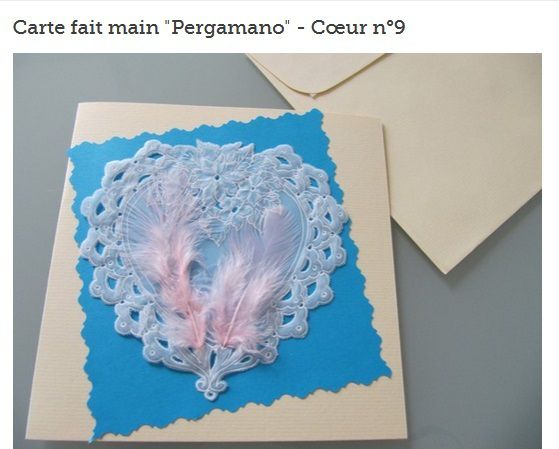 Carte fait main &quot;Pergamano&quot; - Cœur n°9