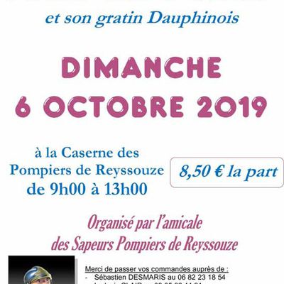 Une vente de plats à emporter à l'amicale des sapeurs-pompiers de Reyssouze. 