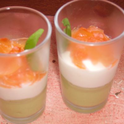 Verrine avocat, chèvre et saumon