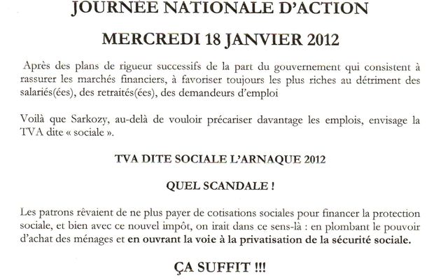JOURNEE NATIONALE D'ACTION 18 JANVIER - SOMMET "ANTI" SOCIAL