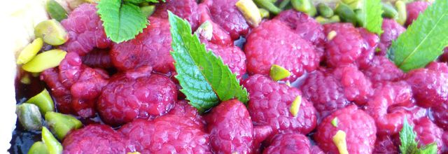 Tarte framboises et pistaches