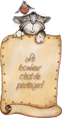 Le bonheur c'est de partager - Chat - Citation - Gif - Gratuit