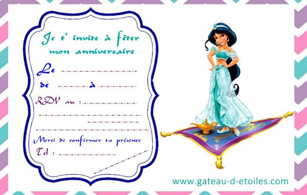 Invitation gratuite princesse Jasmine