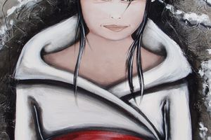 Geisha paseando entre almendros
