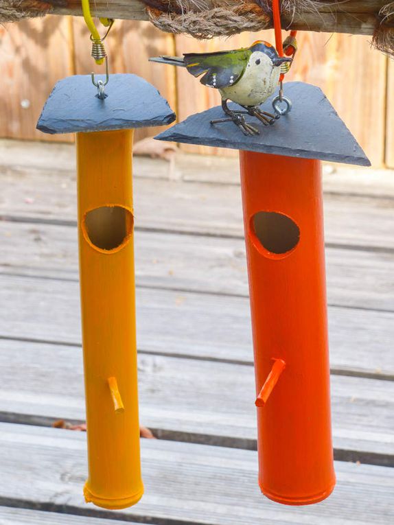 Nichoirs décoratifs en bambou et ardoise (divers coloris)