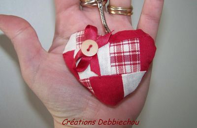 Porte clef "mini coeur" patchwork