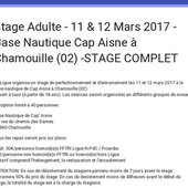 Stage Adulte - 11 & 12 Mars 2017 - Base Nautique Cap Aisne à Chamouille (02)