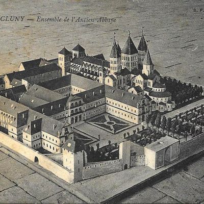 Cartes anciennes imprimables -  Cluny (Saône et Loire) - Ensemble de l'ancienne Abbaye - 1905