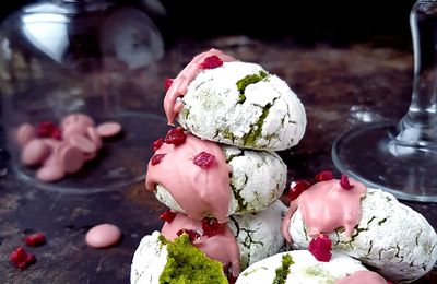 Amaretti moelleux thé matcha et chocolat Ruby