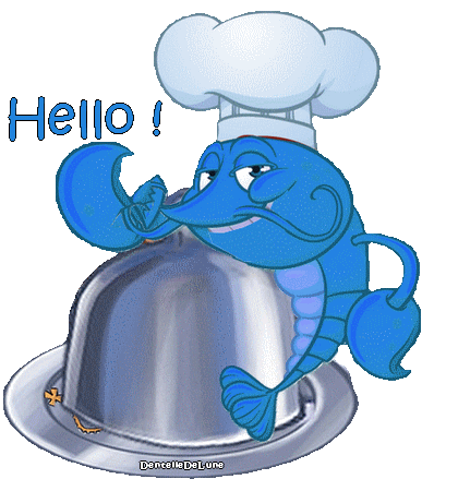 La revanche royale du homard bleu - gif animé Hello !