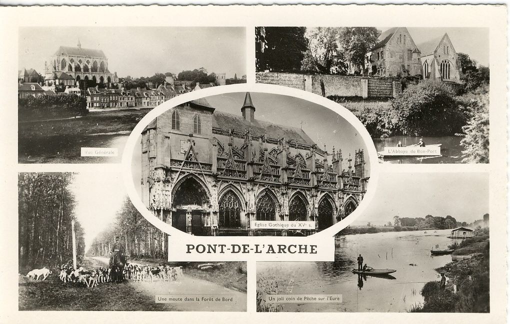 Album de 197 cartes postales de Pont-de-l'Arche et Bonport dans la première moitié du XXe siècle.