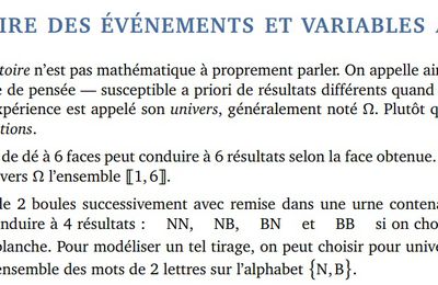 POST BAC - Espace probabilisés finis et variables aléatoires - Cours