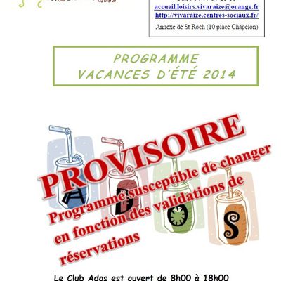 Club ados : programme de juillet 2014