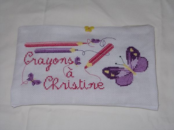 Trousse brodée pour Chrisitne