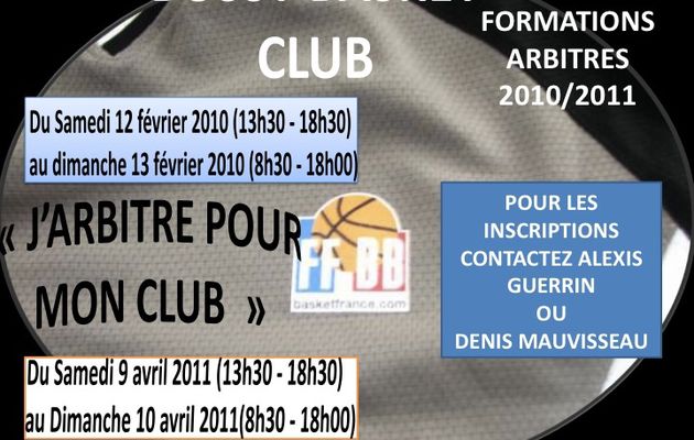 BUSSY BASKET - STAGES ET FORMATION D'ARBITRES 10/11 : " J'ARBITRE POUR MON CLUB"