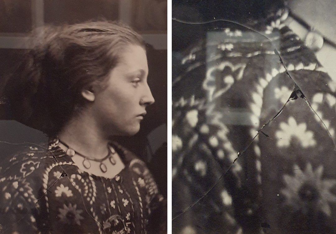 Affiche de l'exposition de la photographe Julia Margaret Cameron capturer la beauté au Musée du Jeu de Paume - Sappho avec détails de brisure