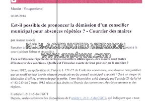 CHEMAZE: peut-on démissionner un conseiller municipal