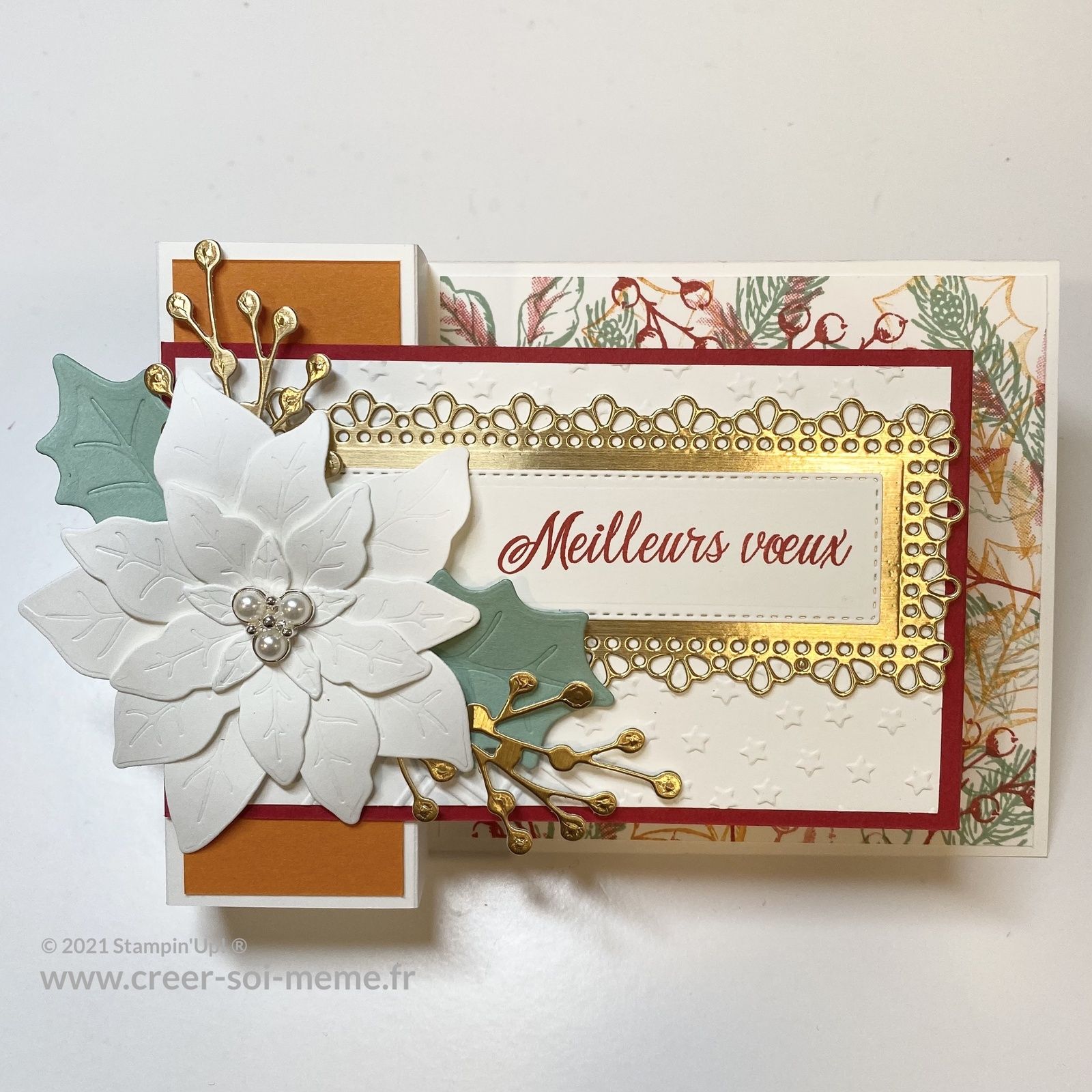 tutoriel tuto carte poinsettia stampinup carterie loisirs créatifs carte voeux naissance france fournitures scrap