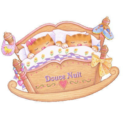 Douce nuit - Chats - Lit à bascule - Gif animé - Gratuit