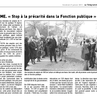 Carhaix : IME : Stop à la précarité dans la fonction publique