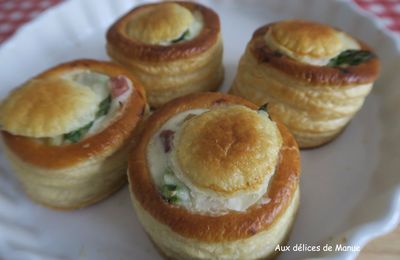 Vol au vent aux asperges vertes et blanches aux lardons et crème au fromage 