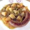 Ragoût saucisses de Toulouse, pommes de terre, haricots verts