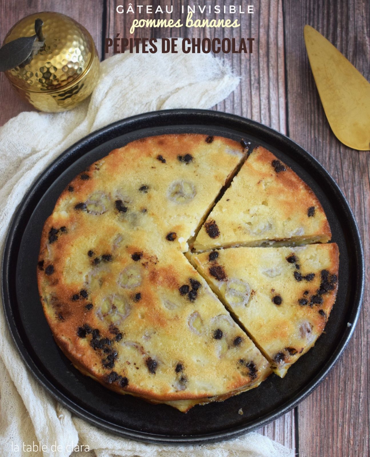 Gâteau fondant léger pommes, bananes pépites chocolat