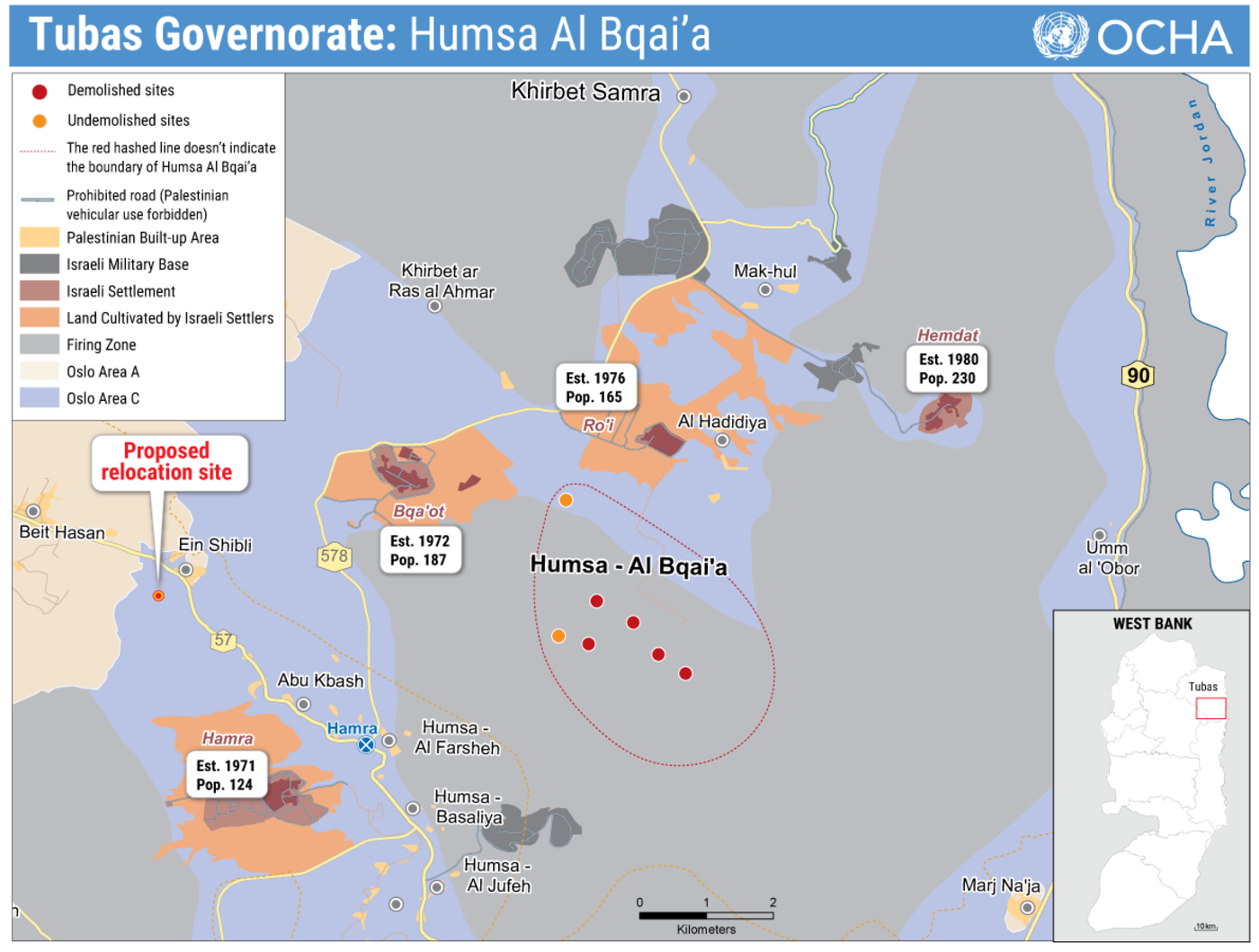 Lage von Humsa -Al Bqai`a im Jordan Tal Quelle: OCHA 