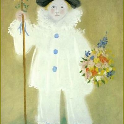 Pierrot - Colombine et Arlequin illustrés -  Portrait de Paulo en Pierrot -   Pablo Picasso 1929