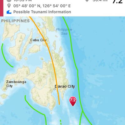 MAJ - ALERTE - Philippines. Risque de tsunami après un important séisme de 7.2 dans le sud de l’archipel